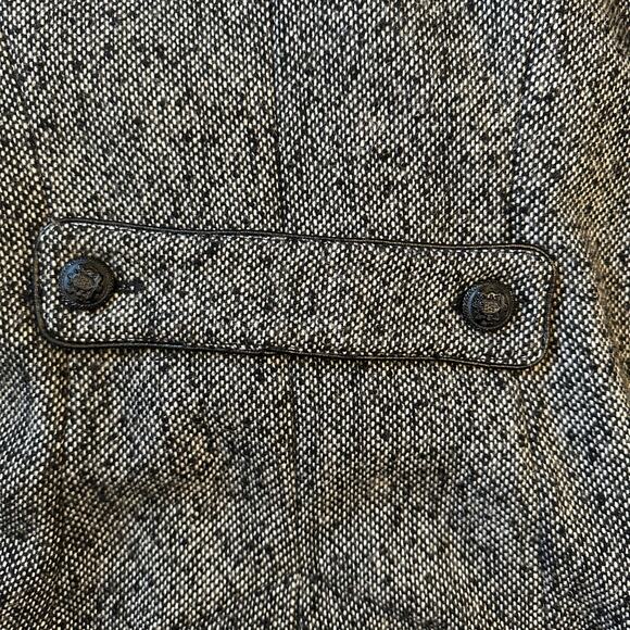 Guess Wool Blend Pea Coat Military Black and White Pleated Knee Length Large - Picture 12 of 16